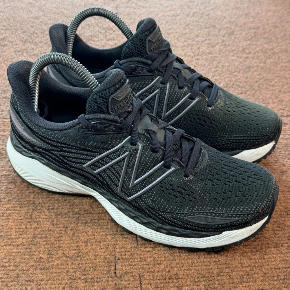B- New Balance Fresh Foam 860 v12 Black White Running Shoes W860B12 Womens gym